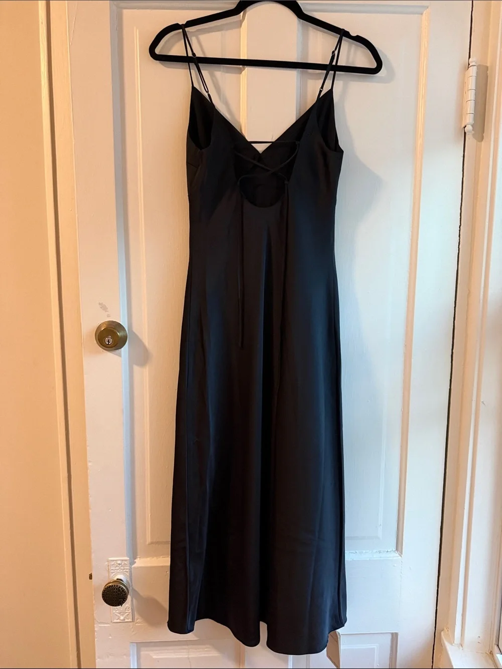 Abercrombie & Fitch Black Satin Slip Dress with Thin Straps